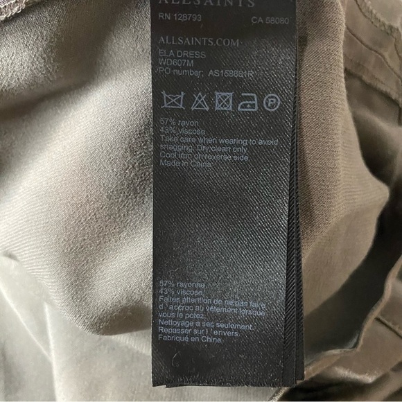 All Saints Ela Dress Metallic Asymmetrical Grey US 8 - Picture 11 of 11